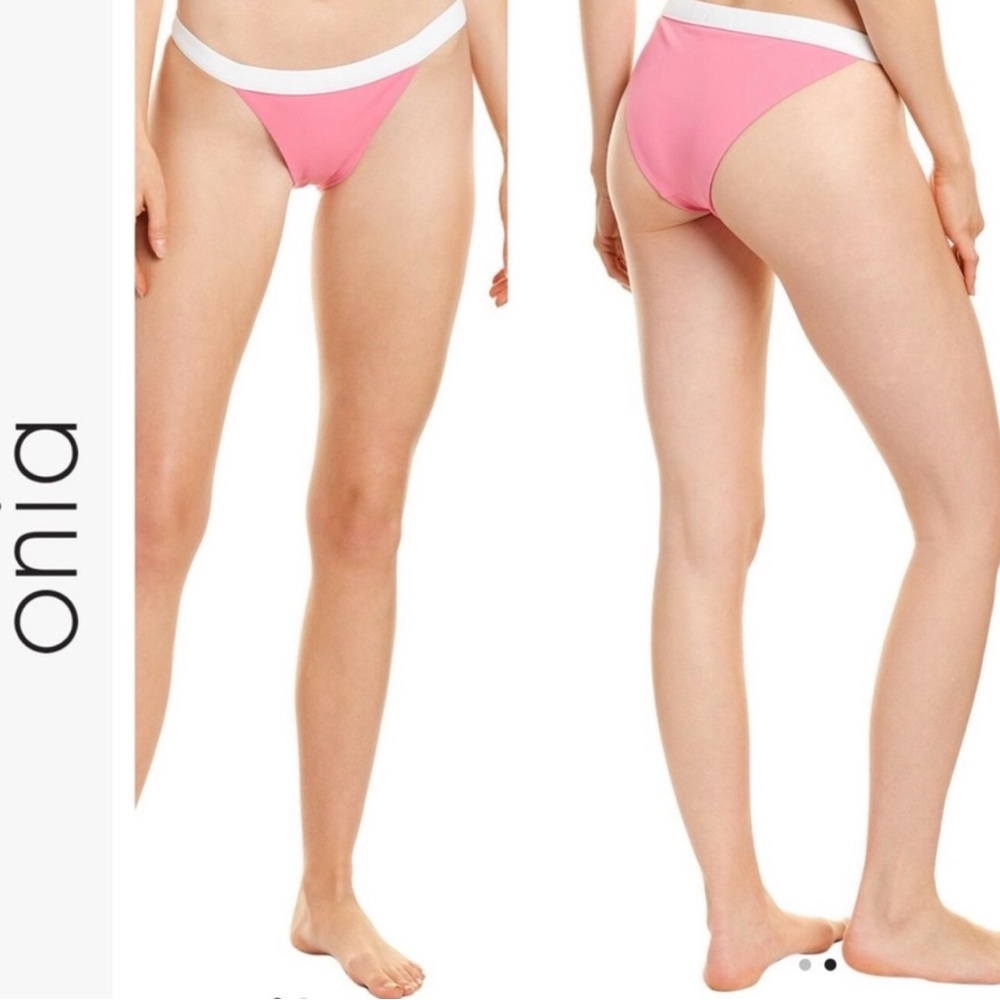 💵NWT Onia Leila Pink and White Bikini Bottom Size Large
